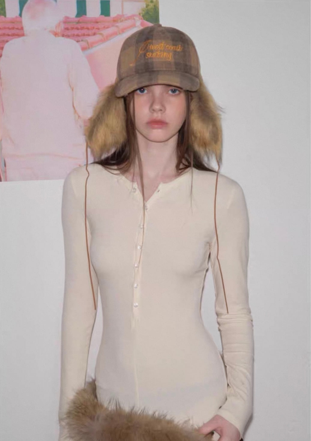 Plaid Faux Fur Trapper Cap