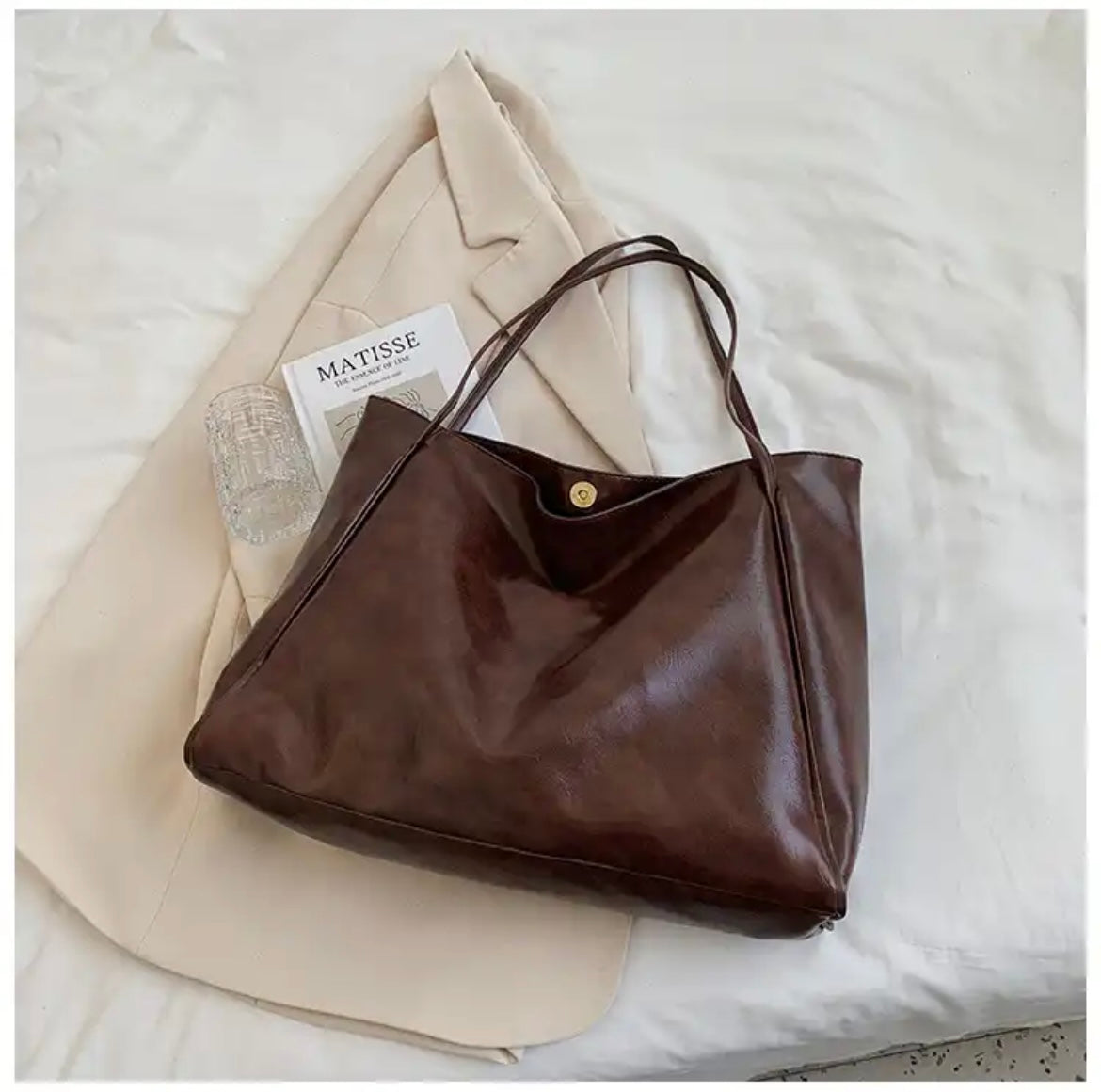 Faux Leather Tote Bag