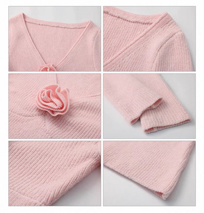Dreamy Baby Pink V-Neck Knit Top