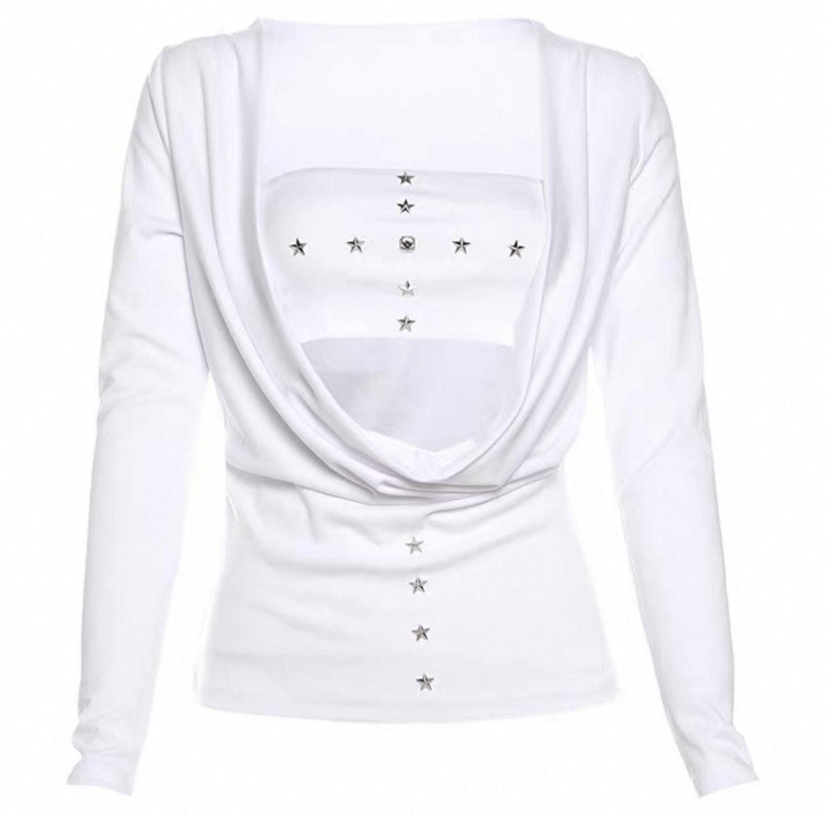 Star Embellished Cowl Sleeve & Bandeau Two Piece Top