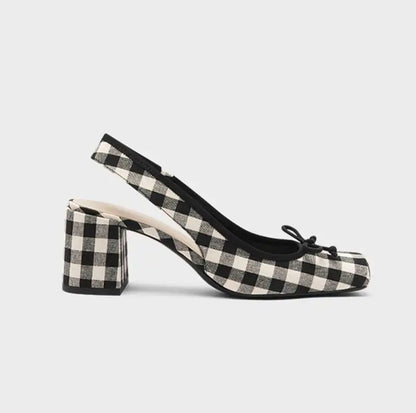 Plaid Mary Janes In Black