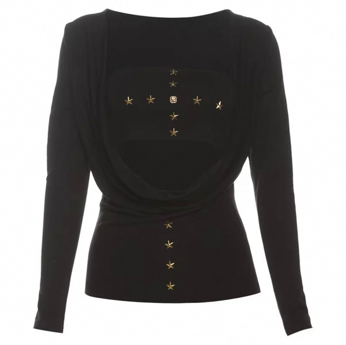 Star Embellished Cowl Sleeve & Bandeau Two Piece Top