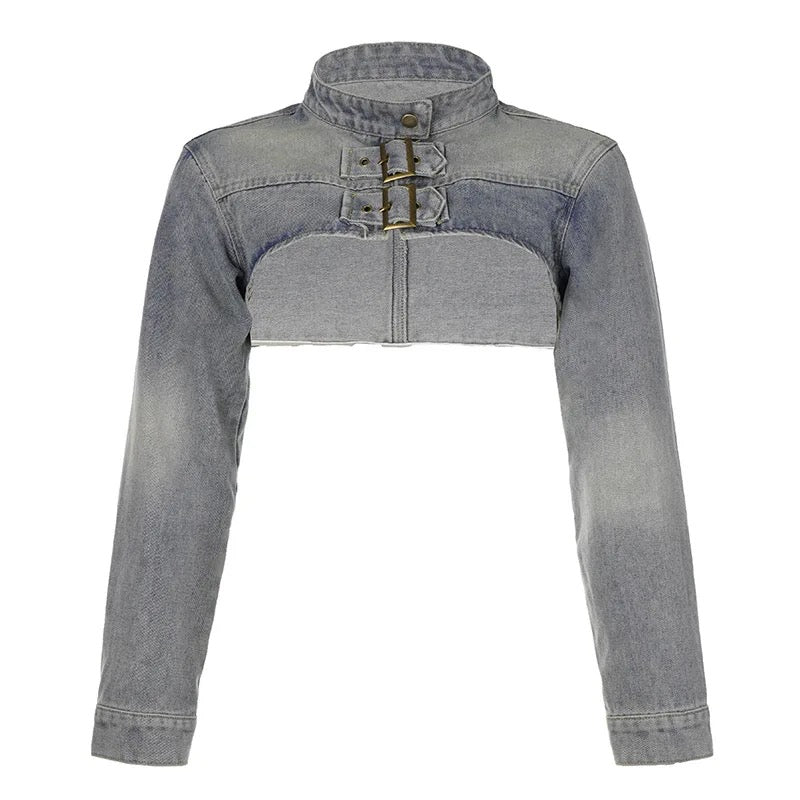 Washed Denim Micro Jacket