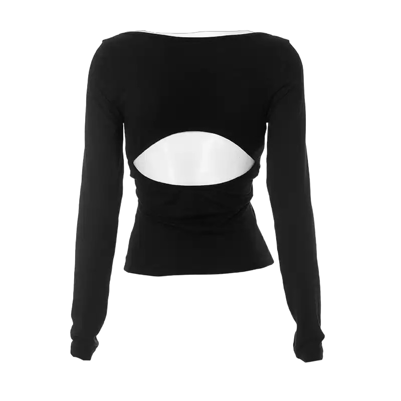 Long Sleeve Deep V Neck Top