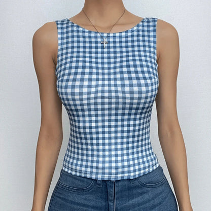 Gingham Backless Bow Top