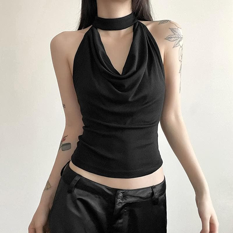 Slinky Cowl Neck Backless Top