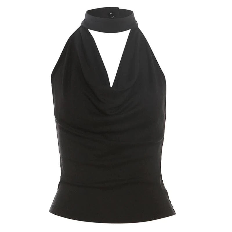 Slinky Cowl Neck Backless Top