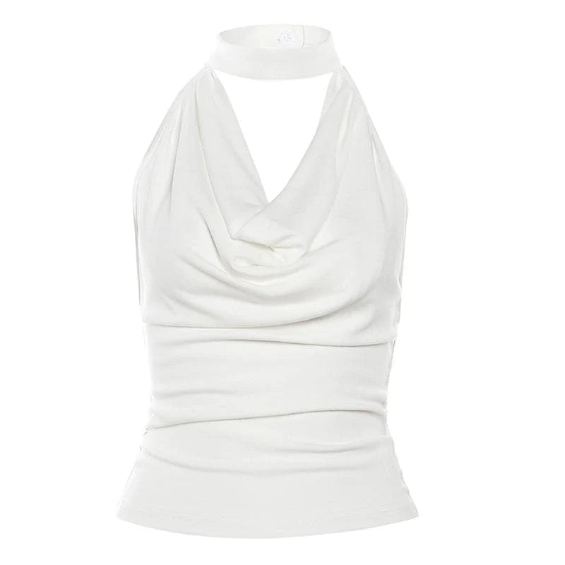 Slinky Cowl Neck Backless Top