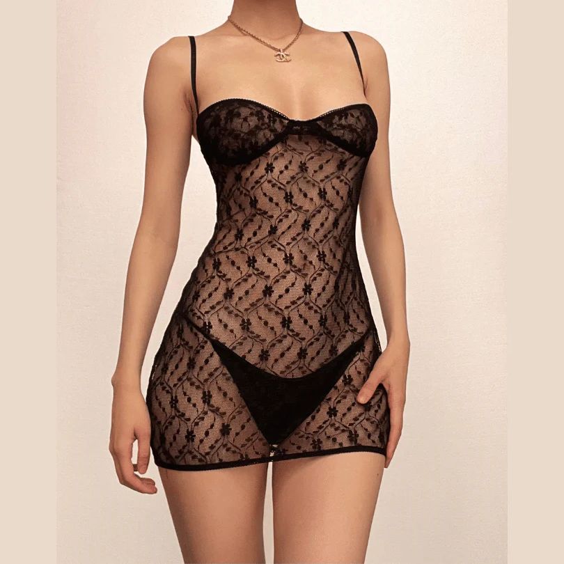 Lace Spaghetti Strap Mini Dress