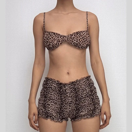 Leopard Print Mesh 2 Piece Set