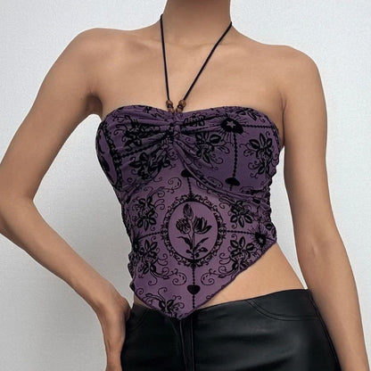 Purple Beaded Halter Neck Top