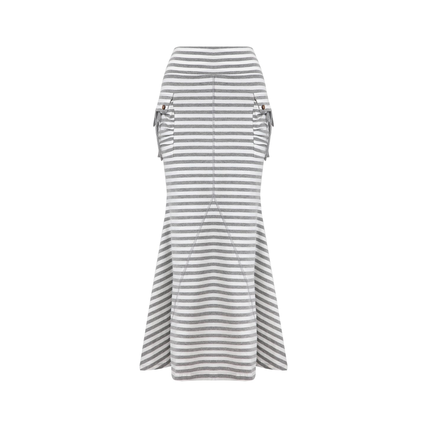 WildFLO Grey Striped Fishtail Maxi Skirt