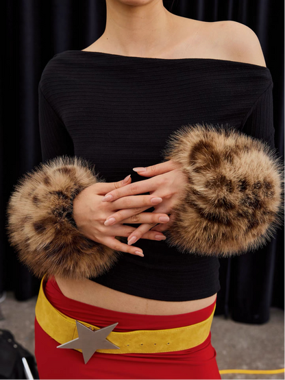 BlingCharm Furry Leopard Print Sleeves