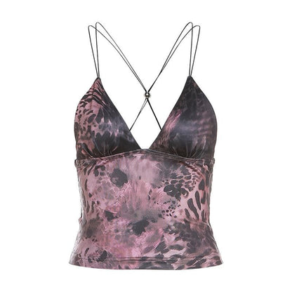 Pink Butterfly Print Crop Top