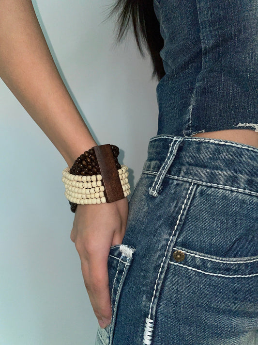 Twisted Two Tone Wooden Bracelet
