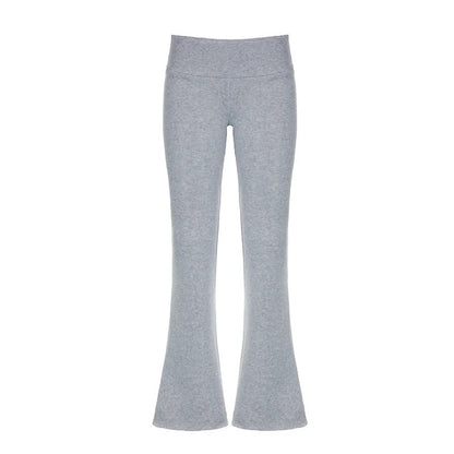 Thick Fold Over Grey Trousers