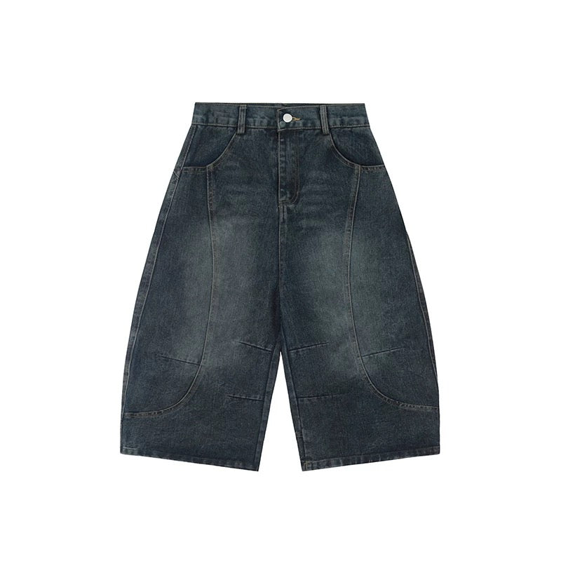 Wide-Leg Dark Denim Jorts