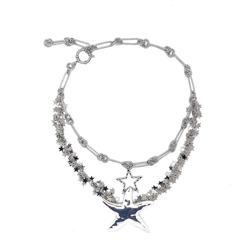 Silver Star Layered Necklace