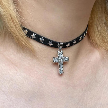 Star Choker Cross Pendant