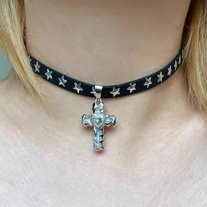 Star Choker Cross Pendant