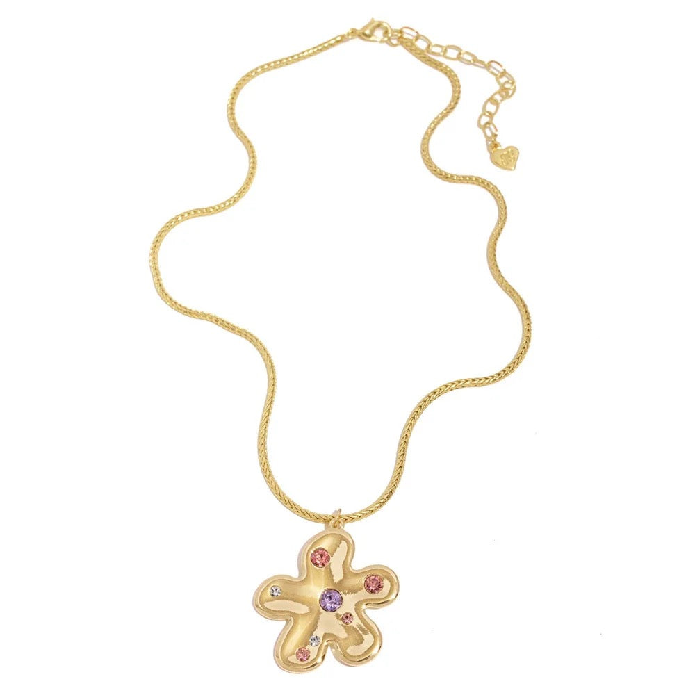 Multicolour Gold Flower Pendant Necklace