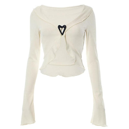 Open Front Long Sleeve Heart Top