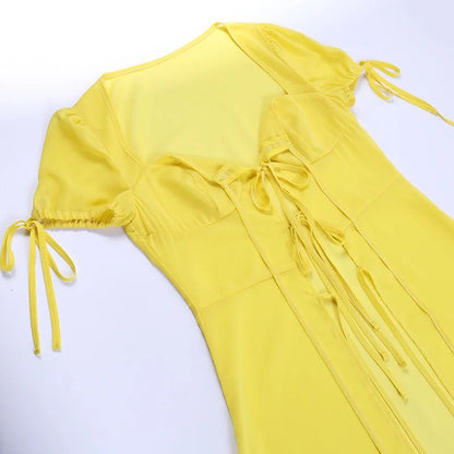 Yellow Mesh Maxi Longline Top