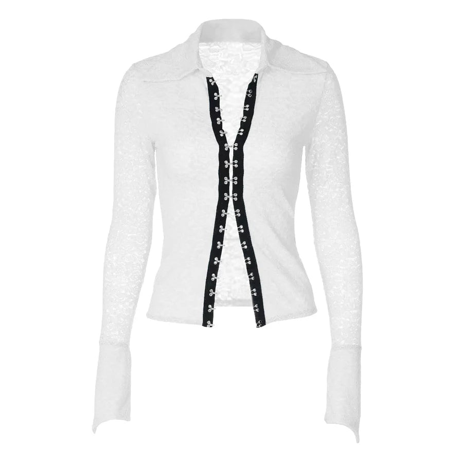 Lace Longsleeve Collared Shirt