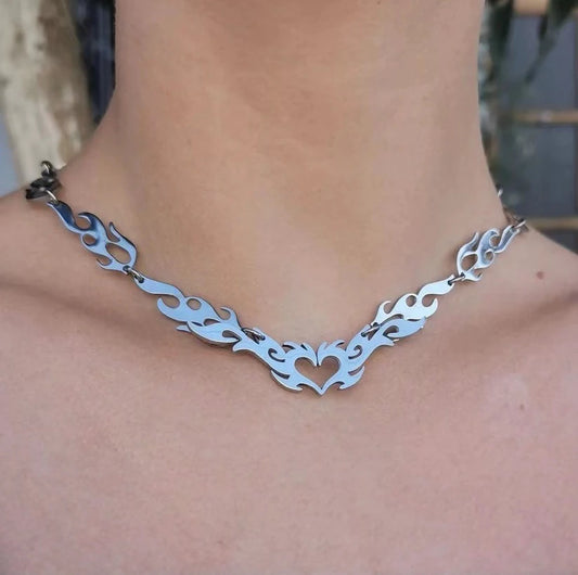 Flaming Heart Choker