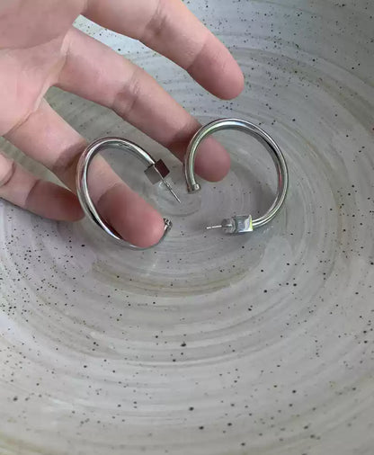 Lonslan Geometric Open Hoop Earrings