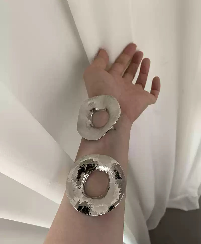 Lonslan Textured Hammered Silver Hoops