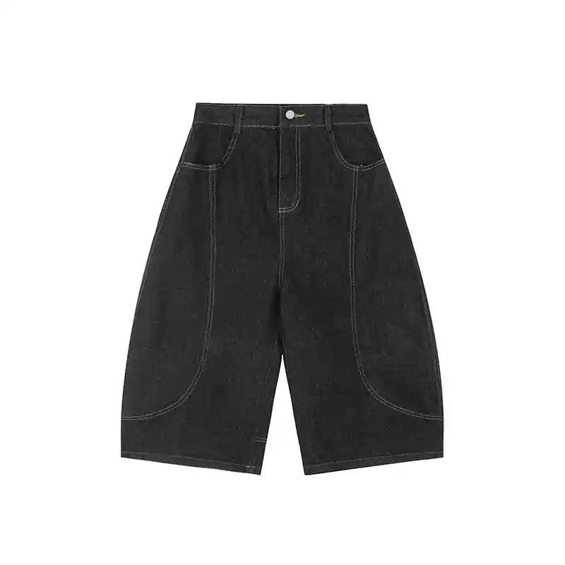Wide-Leg Dark Denim Jorts
