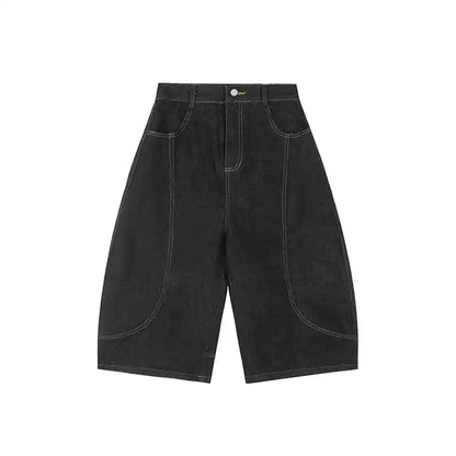Wide-Leg Dark Denim Jorts