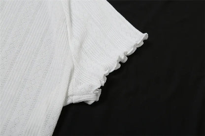 White Ruffle Pointelle Tee