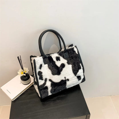 Animal Print Fluffy Shoulder Bag