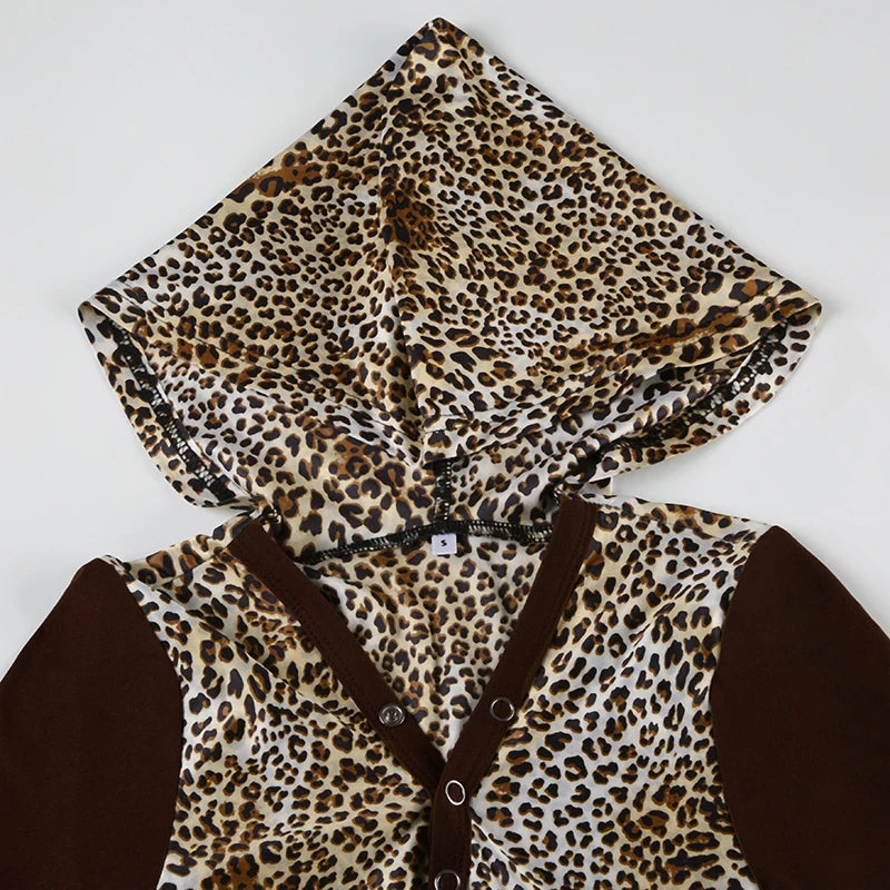 Leopard Print Hooded Top