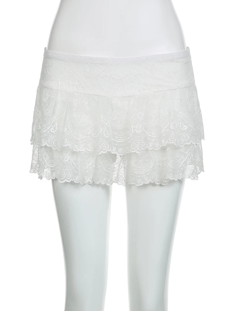 Lace Ruffle Mini Skort