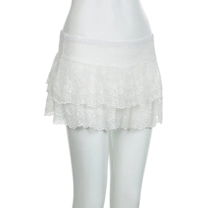 Lace Ruffle Mini Skort