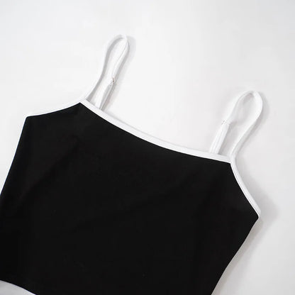 Black and White Drawstring Cami Top