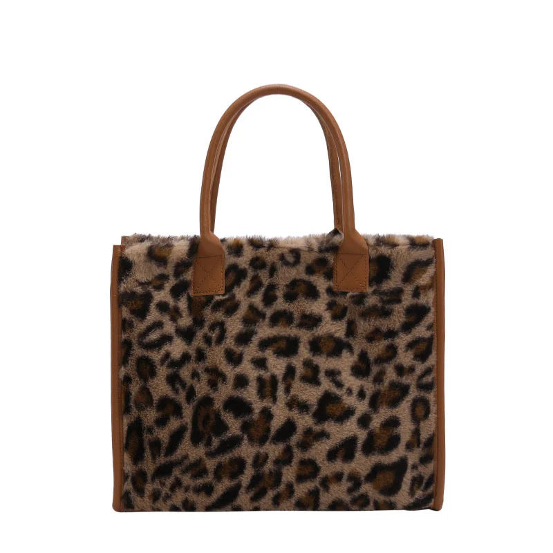 Animal Print Fluffy Shoulder Bag