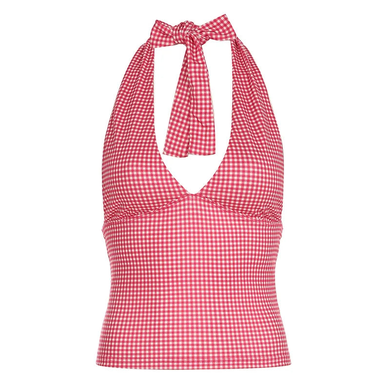 Polka Dot Print Deep V Neck Tank Top