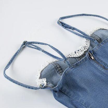 Denim Corset Bustier Top