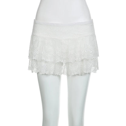 Lace Ruffle Mini Skort