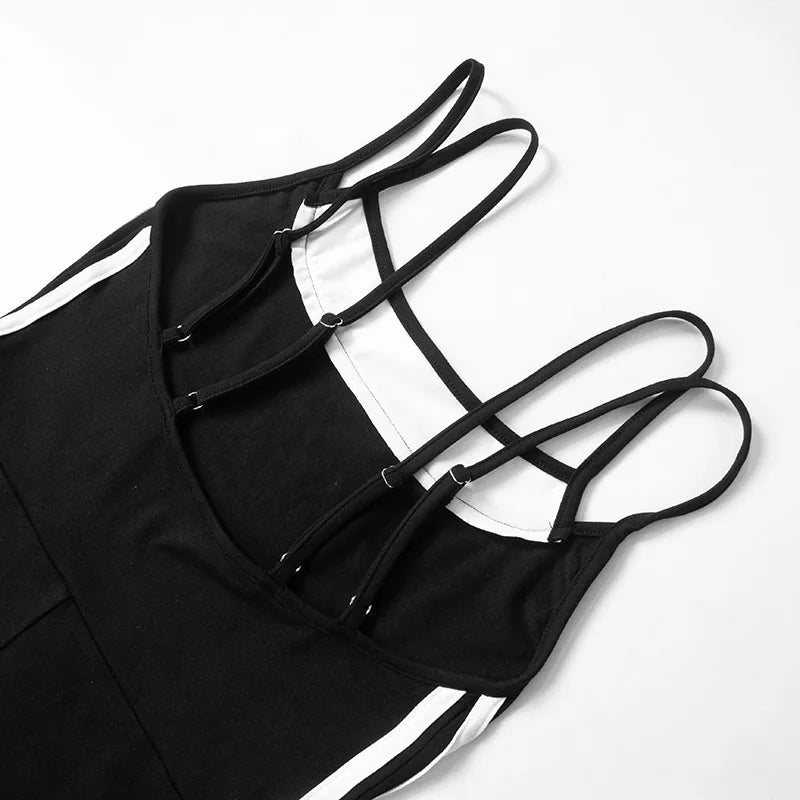 Black Fake Two Piece Romper