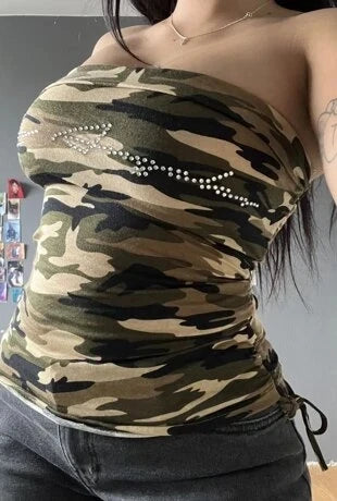 Camo Rhinestone Tube Top