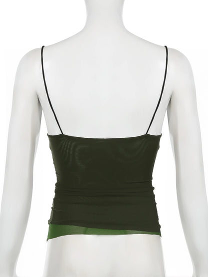 Green Cropped Cami Top