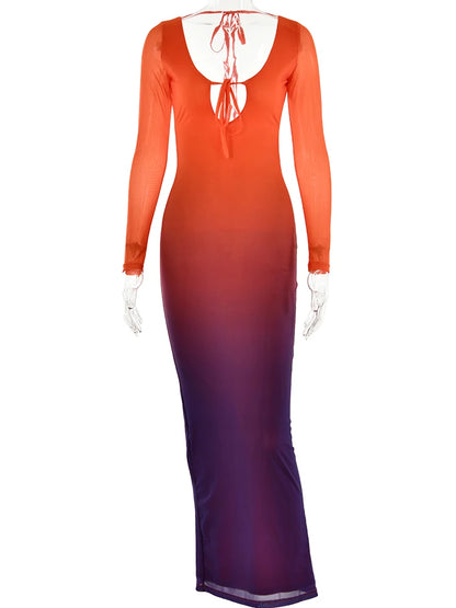 Long Sleeve Gradient Maxi Dress