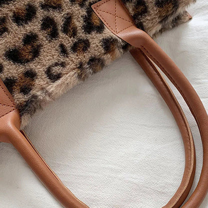 Animal Print Fluffy Shoulder Bag