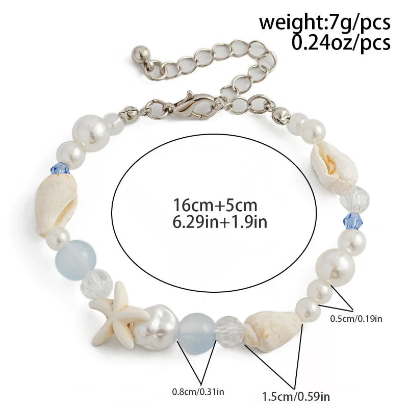 Shell Starfish Crystal Beaded Bracelet