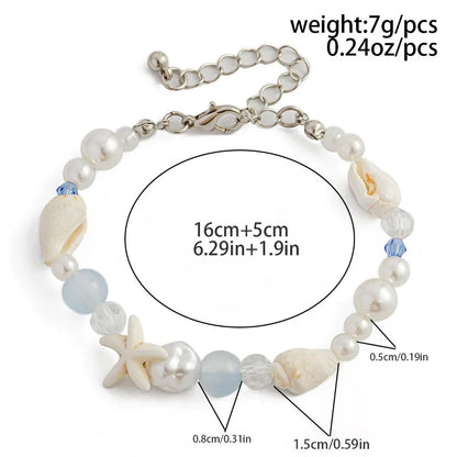 Shell Starfish Crystal Beaded Bracelet